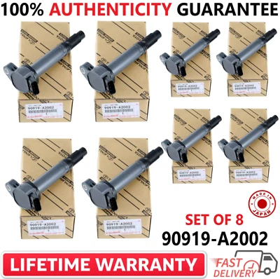 x8 NEW OEM DENSO Ignition Coils For 2005-22 Toyota & Lexus I4 V6 V8 90919-A2002 - Image 1 of 4