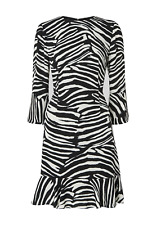 Whistles Zebra Print Flippy Dress UK 10 Black and White 149 Fit Flare