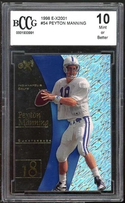 1998 SkyBox E-X2001 #54 Peyton Manning 新秀卡 BGS BCCG 10 完好 + — 第 1/2 张图片