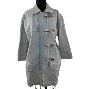 VINTAGE Lauren Ralph Lauren Jeansjacke blau Baumwolle Feuerwehrmann Spange Medium M RAR - Bild 1 von 11