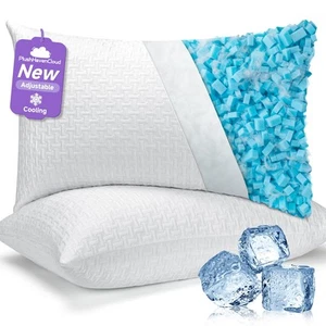 New Adjustable Pillows Queen Size Set of 2 - Cooling Shredded Memory Foam Pil... - Picture 1 of 9