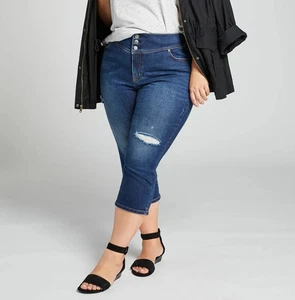 Lane Bryant Gr. 24 High-Rise 3-Knopf Jegging Crop Jeans blau dunkle Waschung - Bild 1 von 5