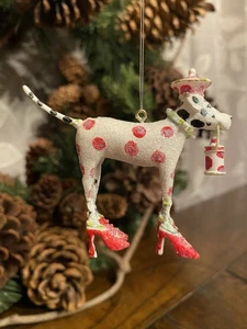 Decorazione natalizia Dept 56 Patience Brewster Krinkles rosa dalmata a pois - Foto 1 di 3
