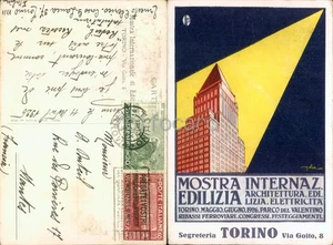 MOSTRA INTERNAZIONALE EDILIZIA TORINO 1926-AUTORE GOLIA-D18-6 - Picture 1 of 1