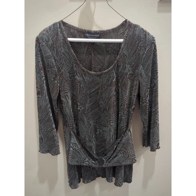 Camisa túnica para mujer Connected Apparel talla 14 marrón verde azulado geométrica usada en excelente estado Foto 1 de 4