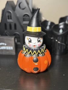 Handbemalte Kürbis Clown Hexe Figur - Vintage inspiriert Halloween - Bild 1 von 7