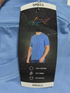 Camiseta Greg Norman Azul Claro Tiburón Bolsillo Para Hombre Talla Pequeña Nueva Con Etiquetas  - Imagen 1 de 9