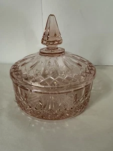 Plato de caramelo de vidrio vintage rosa de la depresión patrón de princesa Indiana Glass Co - Imagen 1 de 7