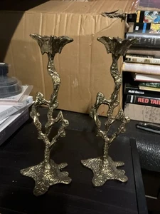 Vintage Paar Wainberg Mid-Century Modern Brutalist Kerzenständer Israel 9" - Bild 1 von 15