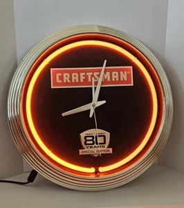 Craftsman Special Edition 80th Anniversary 1927-2007 Red Neon Clock. Funktioniert-Lesen. - Bild 1 von 17