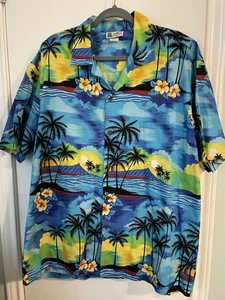 Aloha Republic Hawaiian Shirt All Over Print Cotton Vintage Vibrant Men's XL - Picture 1 of 6