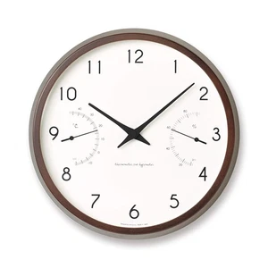 Lemnos Wall Clock Campagne Ale Temperature and Hygrometer Wall Clock Analog Wood - Picture 1 of 5