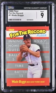1989 Fleer Wade Boggs #1 For the Record Baseball CGC 9 - Picture 1 of 2