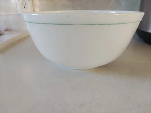 Vintage Pyrex White with Green Line Around Top Mixing Bowl #26 - Picture 1 of 9