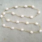 Nice Aaa+ 9-10 Mm Real Natural South Sea White+ Whit Pearl Necklace 25" 14k Gold