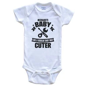 Mechanic's Baby Like A Regular Baby Only Cuter Funny Car Mechanic Baby Bodysuit - Picture 1 of 2