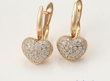 9ct 9K Yellow Gold Plated Ladies 22mm Heart Huggies Hoop Earrings +Gift Pouch UK