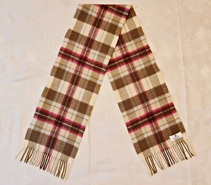 SCARF VINTAGE AUTHENTIC HOUSE OF SCOTLAND PLAID GRAY LAMBSWOOL LONG MENS FRINGE - Picture 1 of 3