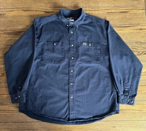Wrangler Riggs Workwear Shirt Mens XXL Navy Blue Long Sleeve Button Down - Picture 1 of 4