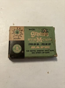 1958 MATTELL GREENIE STIK-M-CAPS BOX ONLY - Stick-Em On..Peel-Em Off SAFE! - Picture 1 of 10
