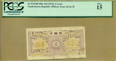Korea Military Payment Certificate Series II (1970) 5 Cents SCWPM# M9a PCGS 15 - Image 1 of 2