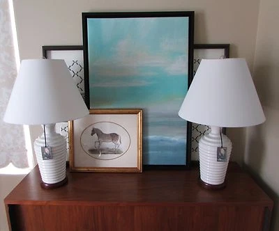 Alexa Hampton White Ceramic "John" Table Lamps  - Image 1 of 4