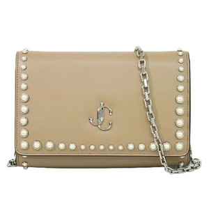 Jimmy Choo Varenne Leather Chain Shoulder Crossbody Bag Beige - Picture 1 of 10