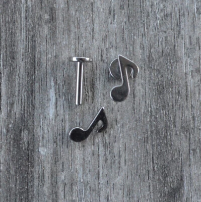 16g Solid Titanium Music Note Tragus Labret Forward Helix Ear Earring Stud - Image 1 of 2