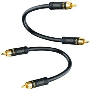 One Pair Pure Solid Silver Premium RCA Audio Line Patch Cable interconnect Cable - Picture 1 of 14