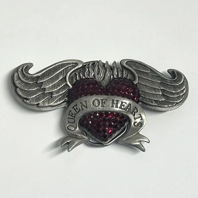 Reina de Corazones Hebilla de Cinturón Corazón Alas de Ángel Lentejuelas Rojas Cinta Mujer’s Usado Foto 1 de 4