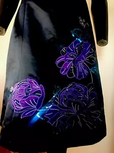 Dress Debut Debenhams Size 14 Black Flowered Evening Formal Prom - Picture 1 of 5