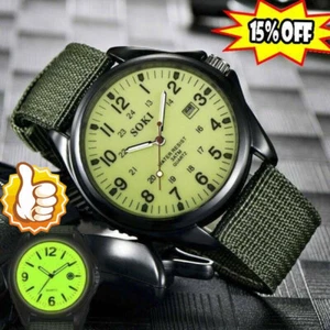Military Army Mens Date Canvas Strap Analog Quartz Sport Wrist Watch Gifts UK - Picture 1 of 13