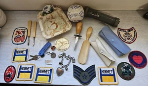 SMALLS LOT Military Patches Flashlight Shucker Puffy Heart Bracelet Ashtray ++ - Picture 1 of 10