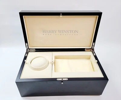 Harry Winston Madera Oscura Vacía Reloj Presentación Almacenamiento Caja de Exhibición Negro Marrón Foto 1 de 4