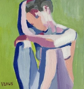 Thoughtful Figure Study Ceramic Tile Waterproof Coaster Original Pop Art Print - Picture 1 of 6