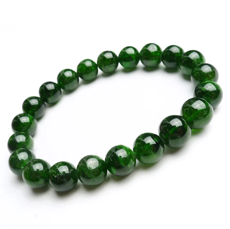 Genuine Natural Green Diopside Gemstone Round Beads Bracelet 10mm AAAAA - Image 1 of 4