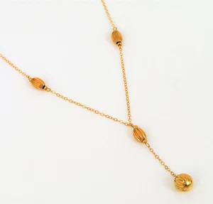 VINTAGE BEAUTIFUL 14K YELLOW GOLD NECKLACE DANGLE BEADS PENDANT CHAIN 16" 2G - Picture 1 of 3