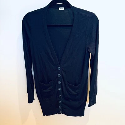 Espléndido Cárdigan Negro Suéter Botón Bolsillos Frontales Manga Larga Grande Foto 1 de 3