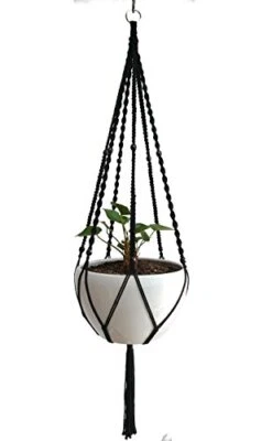 Plant Hanger Macrame Cotton 6 Legs 51 Inches in Tan and Green Color for Indoor  - Image 1 of 4