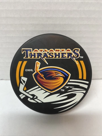 ATLANTA THRASHERS NHL INGLASCO SHADOW LOGO OFFICIAL HOCKEY PUCK PreOwned Cover