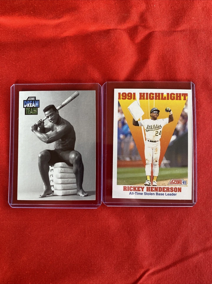 1992 Score Dream Team/Highlight #430 & #441 RICKEY HENDERSON Stolen Base Leader - Image 1 of 4