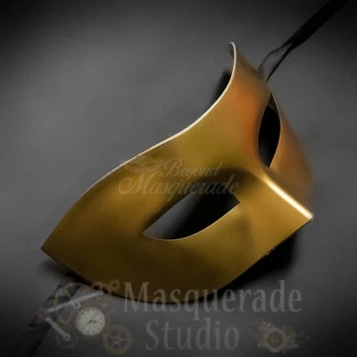 Mens Eye Mask Phantom of the Opera Venetian Minimalist Masquerade Mask [Gold] - Image 1 of 4