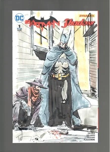 BATMAN & THE SHADOW ORIGINAL ART SKETCH BY TYLER JENKINS! BLANK VARIANT! - Picture 1 of 9
