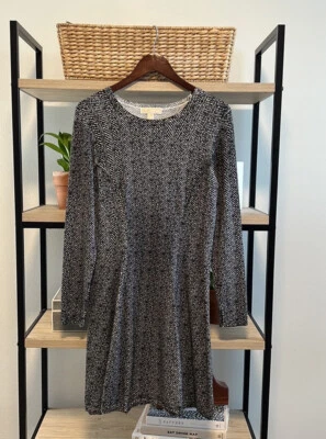 MICHAEL Michael Kors 长袖针织人字形印花连衣裙,大号 — 第 1/4 张图片