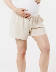 Ladies size 20 Neutral ANKO Maternity Linen Blend Over The Belly Shorts -*NEW* - Picture 1 of 5