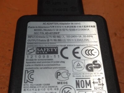 ⭐️⭐️⭐️⭐️⭐️ Adaptador de corriente alterna Samsung A12-040N1A 12V negro Foto 1 de 4