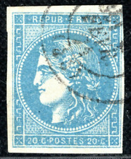 FRANCE Classic War Stamp 20c Blue Imperf CERES Used SIEGE 1871 CDS BLACK441