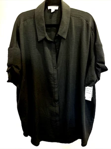 Black Treasure & Bond Women’s 1X Elbow Length Top - NEW - Picture 1 of 11