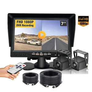 7" Split Monitor DVR Recorder 2x AHD Rear View Reversing Camera System For Truck - Picture 1 of 21