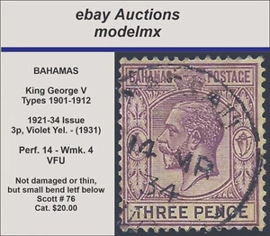 Bahamas - 1931, Sc#76, King George V,  VFU, , Cat.$20.00 - Picture 1 of 1